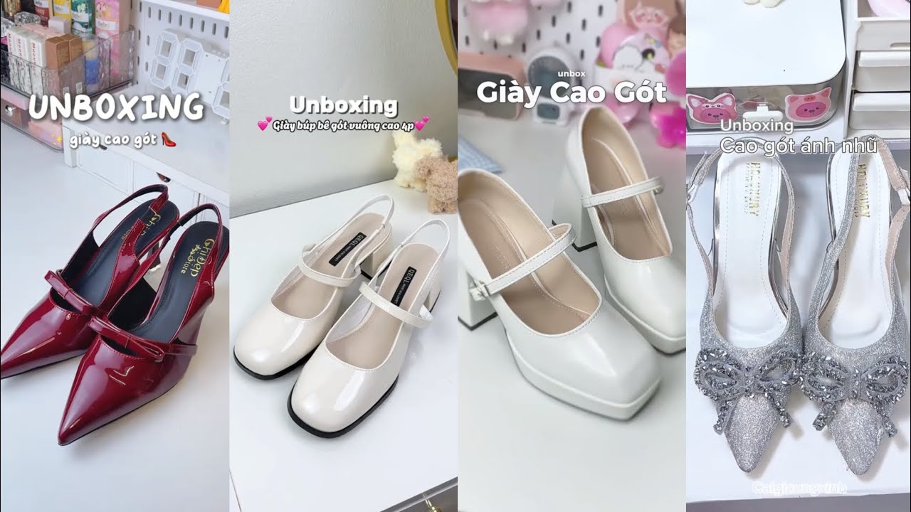 Shopee Haul | Unboxing những mẫu giày cao gót xinh xắn phù hợp mặc với áo dài , đi chơi, tiệc.