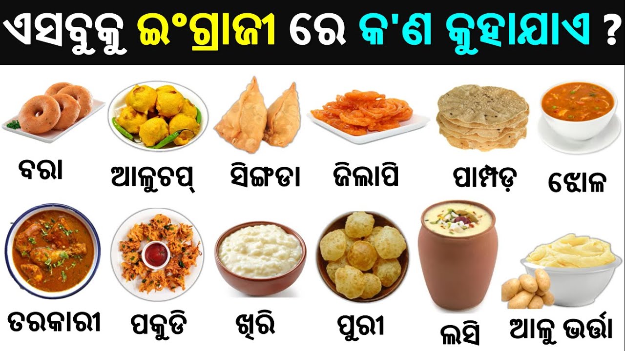 English Odia words, word book | English odia dictionary | Word meaning practice | Food name