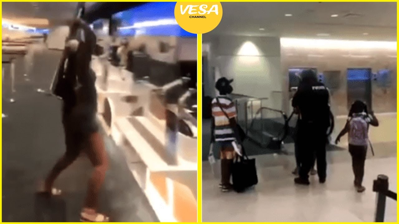 Woman freaks out at airport check in as she throws luggage and attacks employees