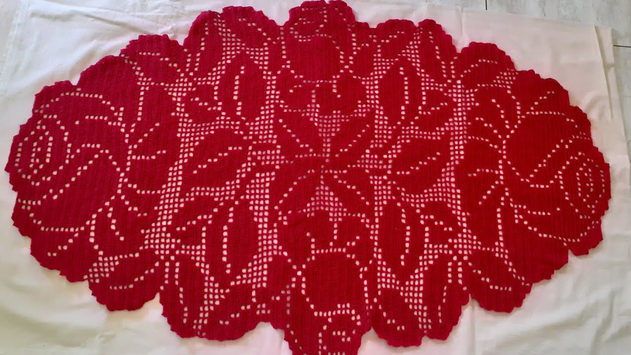 Caminho de Mesa 4 Rosas Parte 1 #crochefile