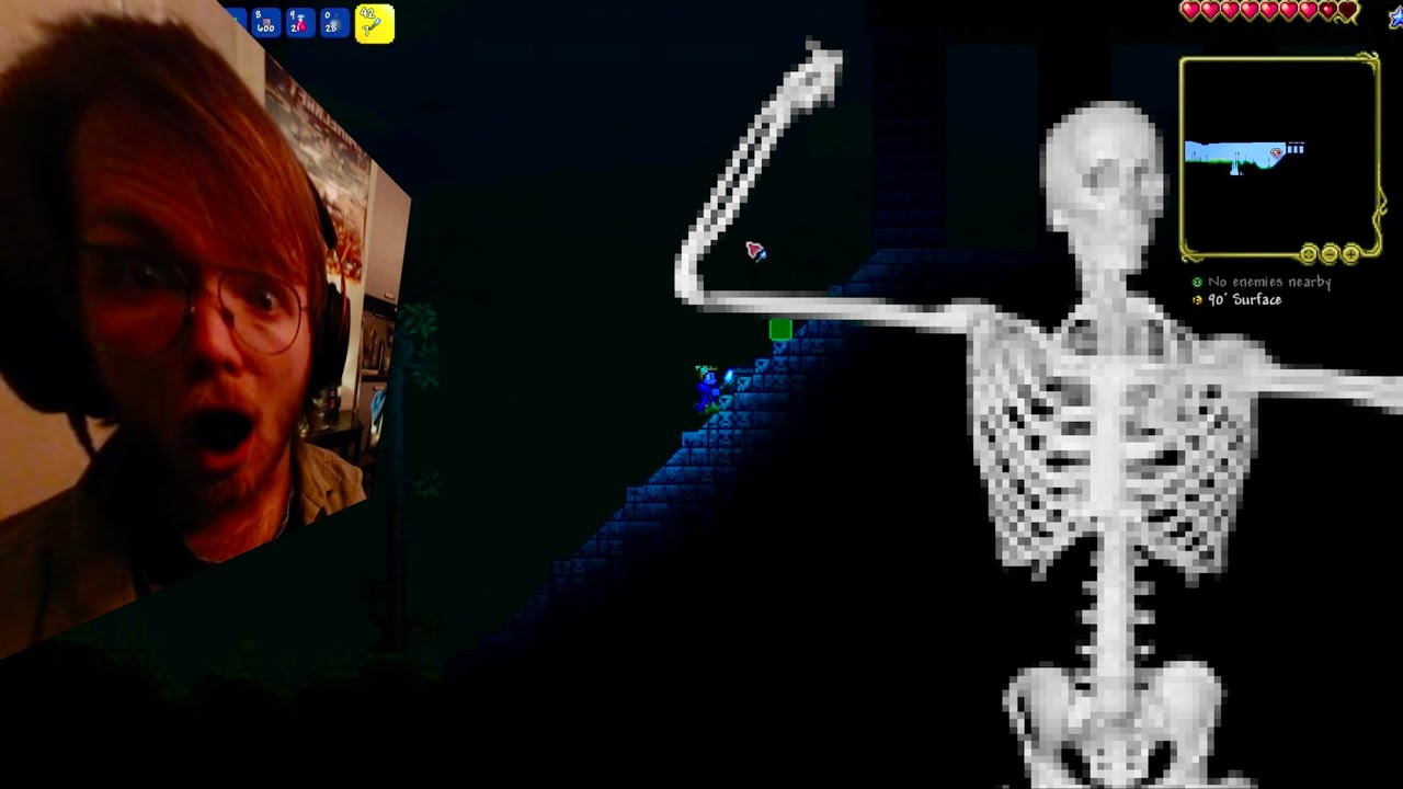 I met a spooky skeleton in Terraria!!?? (Terraria part 3)