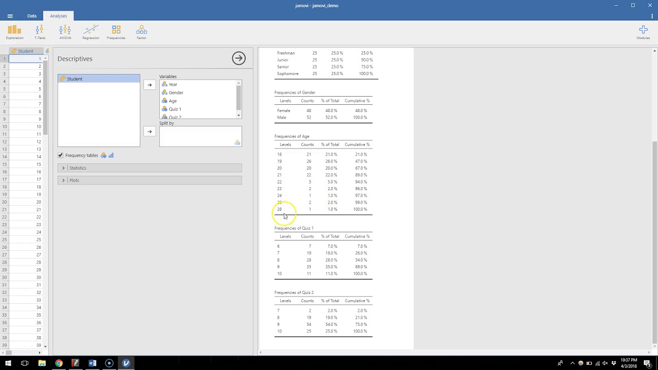 PSYS 241: JAMOVI Tutorial 2 - Data and Descriptives