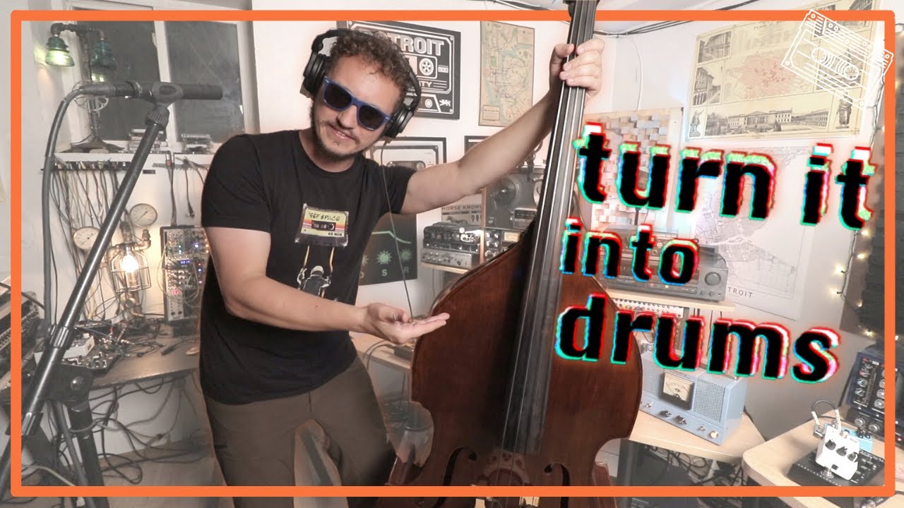 Upright Bass morphed into Drum Machine with Piezo pickup