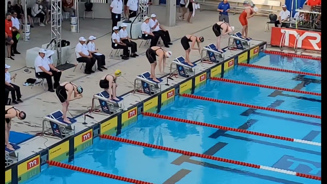 Deaf swimmer start without proper starter hand signals.