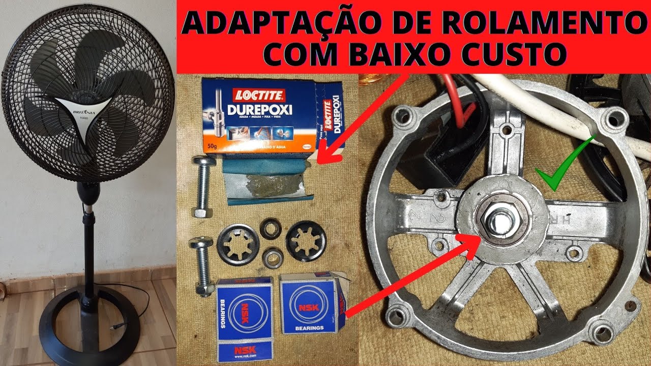 ventilador britânia | Veja como adaptar rolamento de forma correta com baixo custo usando durepox