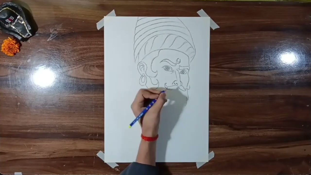 Draw With Me - Chhatrapati Shivaji Maharaj drawing 😍, Outline tutorial for beginners 