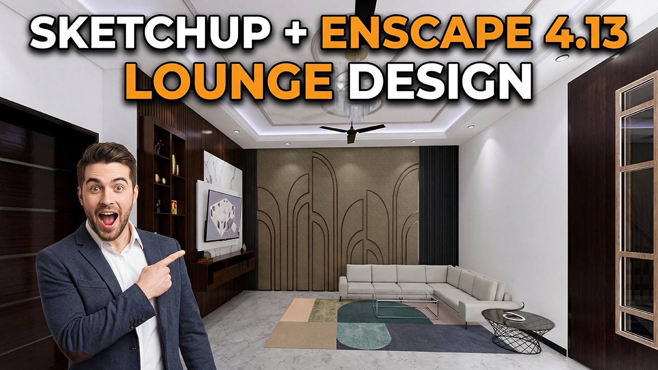 Lounge Design in SketchUp + Enscape 4.13 | You Won’t Believe How Real It Looks!