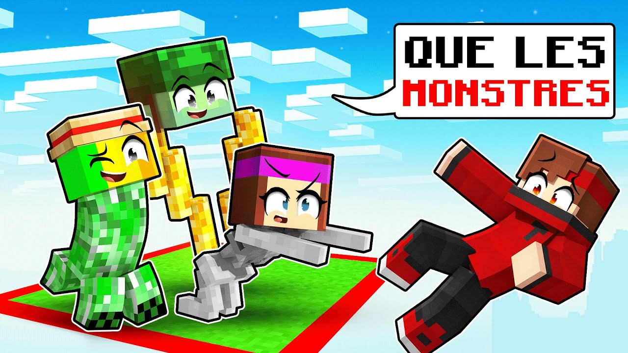 COINCÉ sur UN CHUNK mais nous sommes des MONSTRES sur Minecraft !
