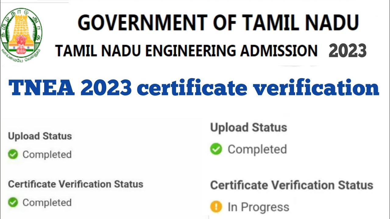 TNEA 2023 counseling certificate verification