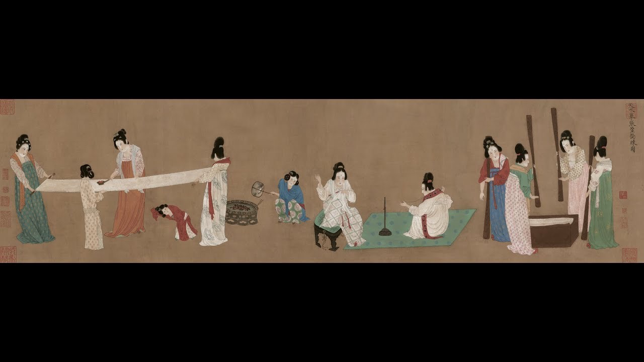 艺术赏鉴：宋徽宗摹张萱《捣练图》高清国画赏析 原作细节观赏  