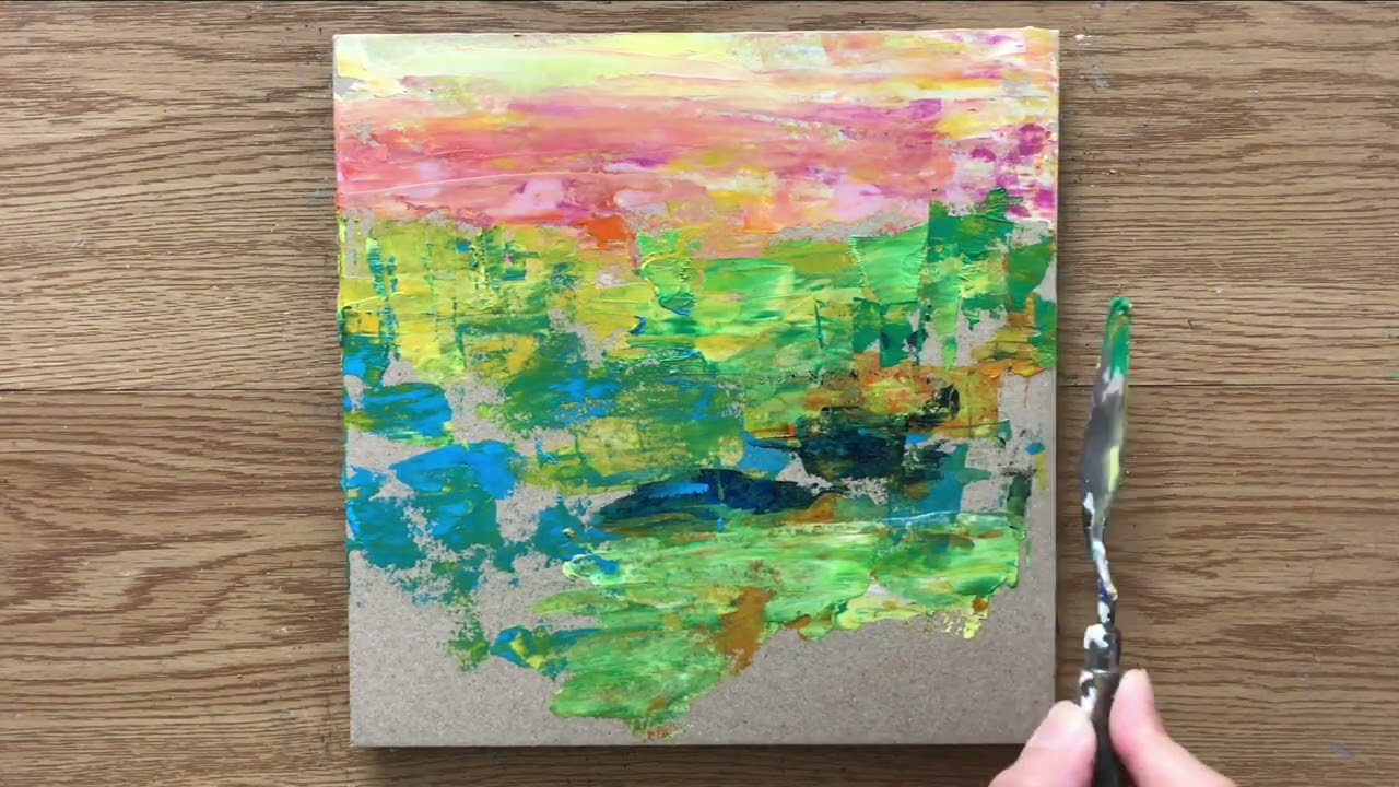 A Small Garden in the Evening Light  | Acrylic Painting | Palette Knife |   Impressionist Painting