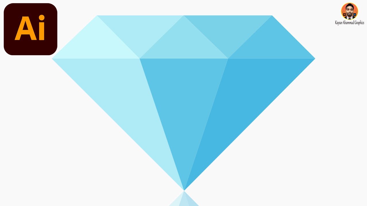 How To Make Flat Diamond Icon Design in Adobe Illustrator | Kaysar Ahammad Graphics