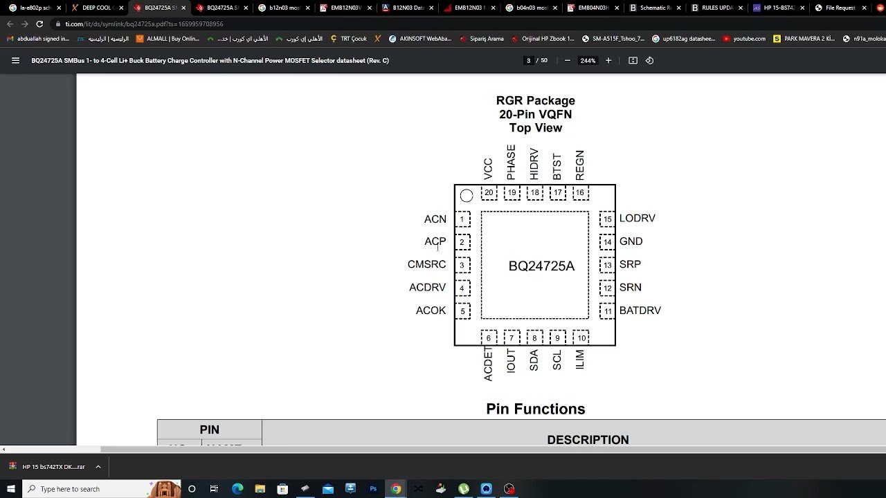 HP laptop mainboard not charging after Repair تتبع عطل شحن لابتوب