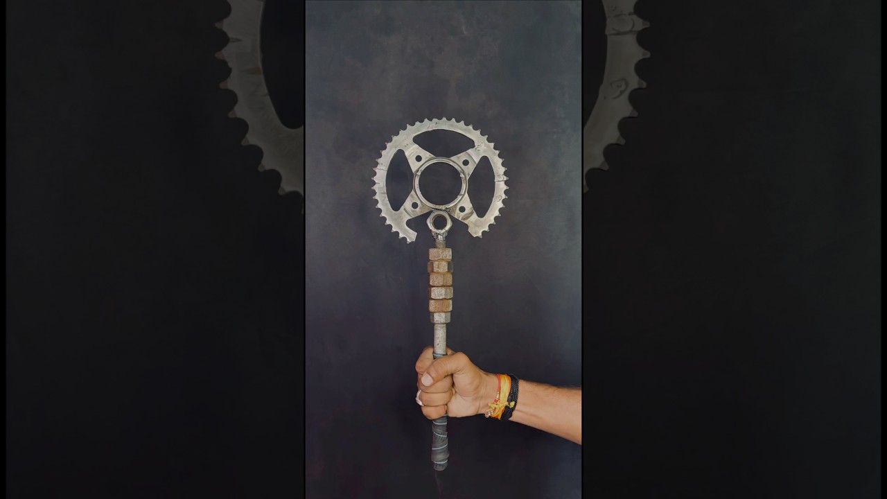 Chain Sprocket Weapon #survival #diy #shortvideo #creativesurvival #viralvideo #craft #medieval