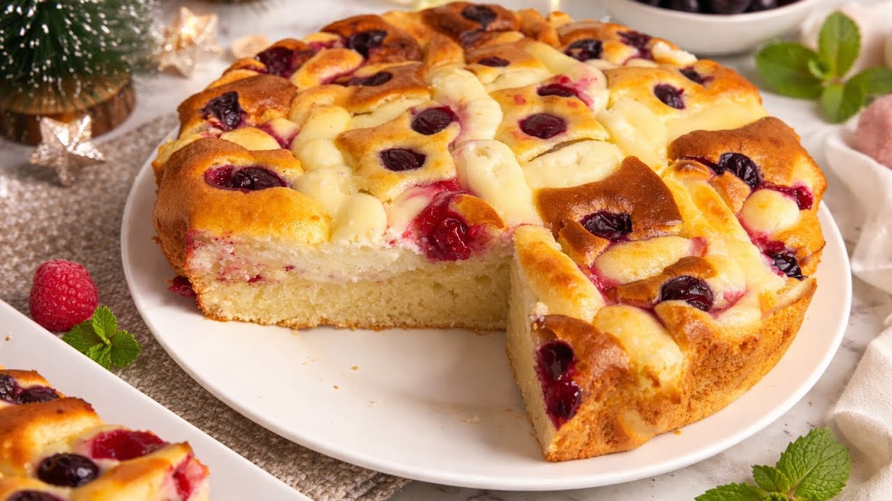 🍒 Сүзбелі бәліш. ШИЕ ҚЫШҚЫЛЫМЕН КЕРЕМЕТ УЙЛЕСІМДІ. Творожный пирог с кислинкой вишни 🍒 