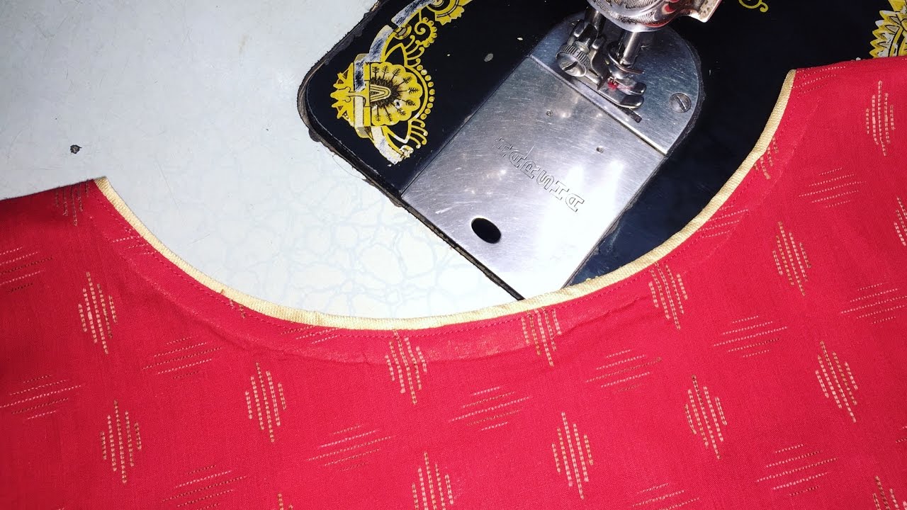boat neck with piping cutting and stitching