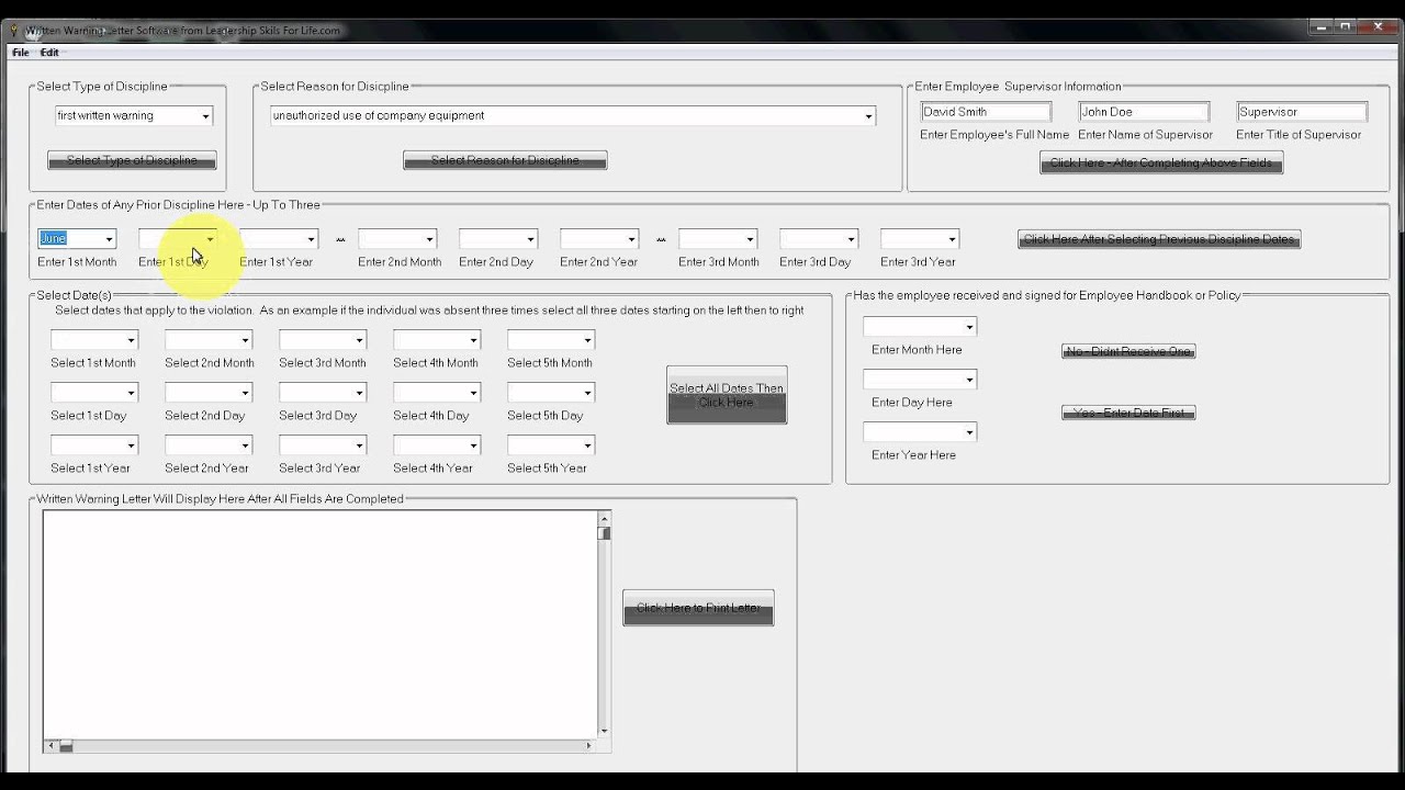 Employee Written Warning Letter Software Training Video