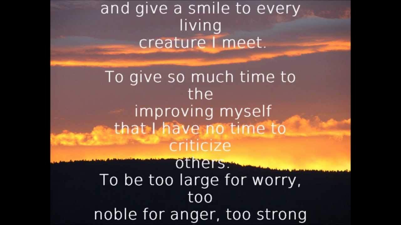 The  Optimist Creed - Christian D. Larson   / I Promise myself...