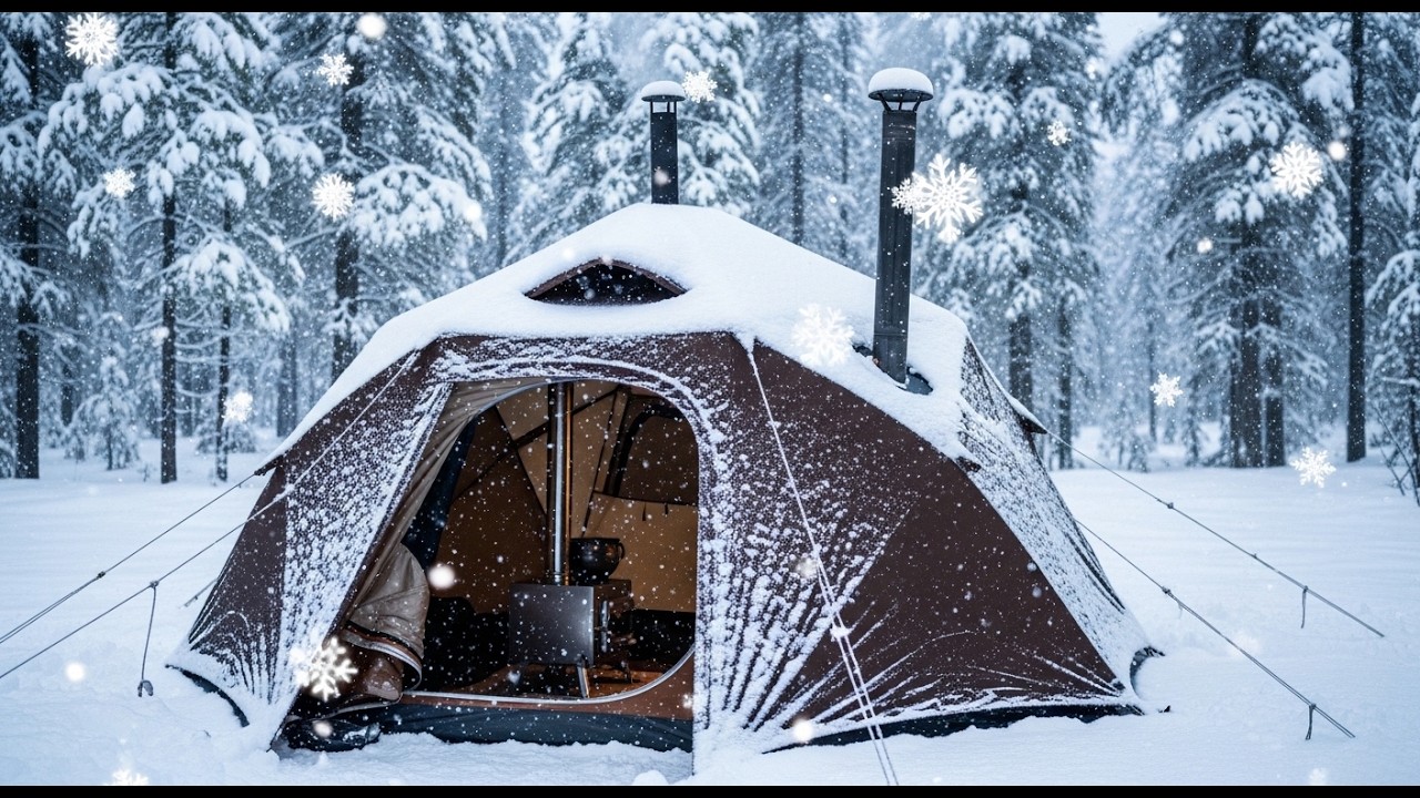 Winter Snow Solo Camping | Staying Warm & Cozy in a Hot Tent