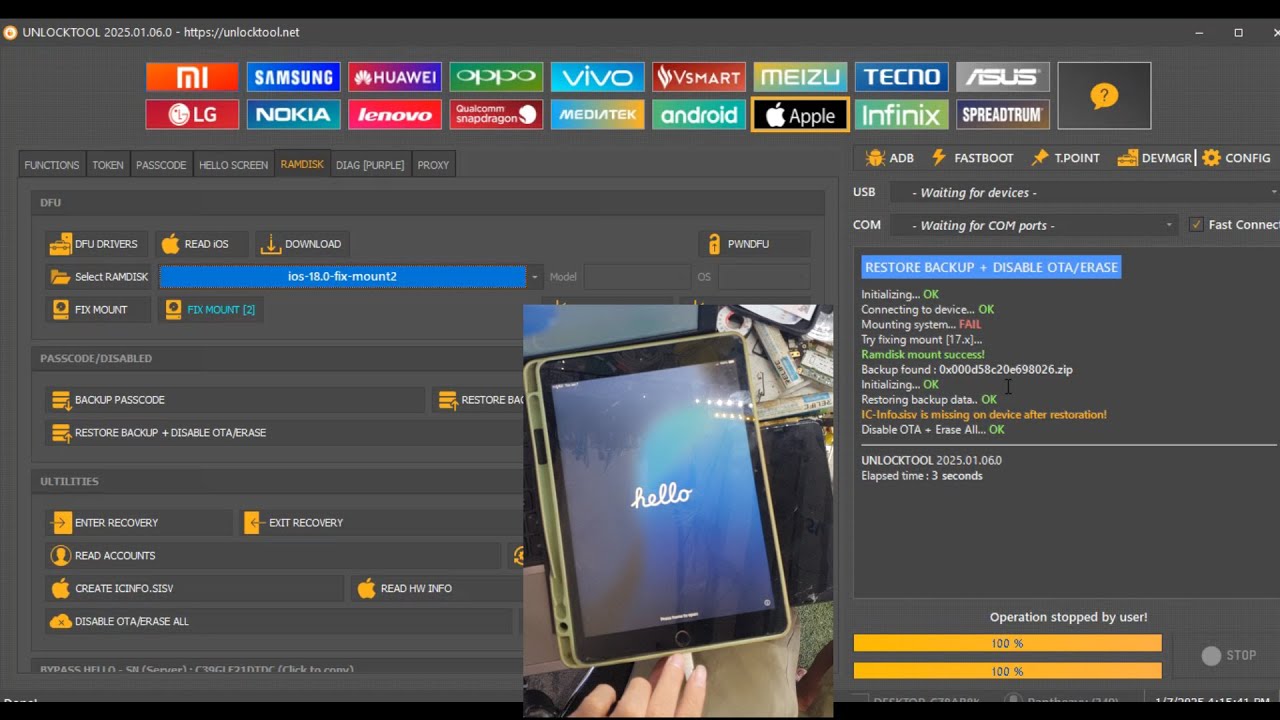Apple iPad 7th generation icloud bypass With UnlockTool 100% ✅