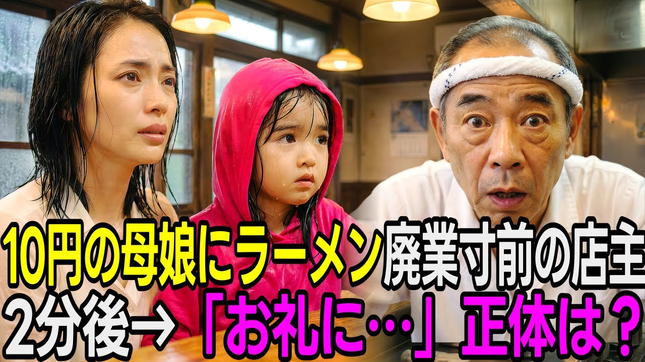 「10円でこの子に…」廃業間際の店主がホームレス母娘にラーメンをご馳走。2分後のお礼と衝撃の正体とは？【感動する話】【朗読】