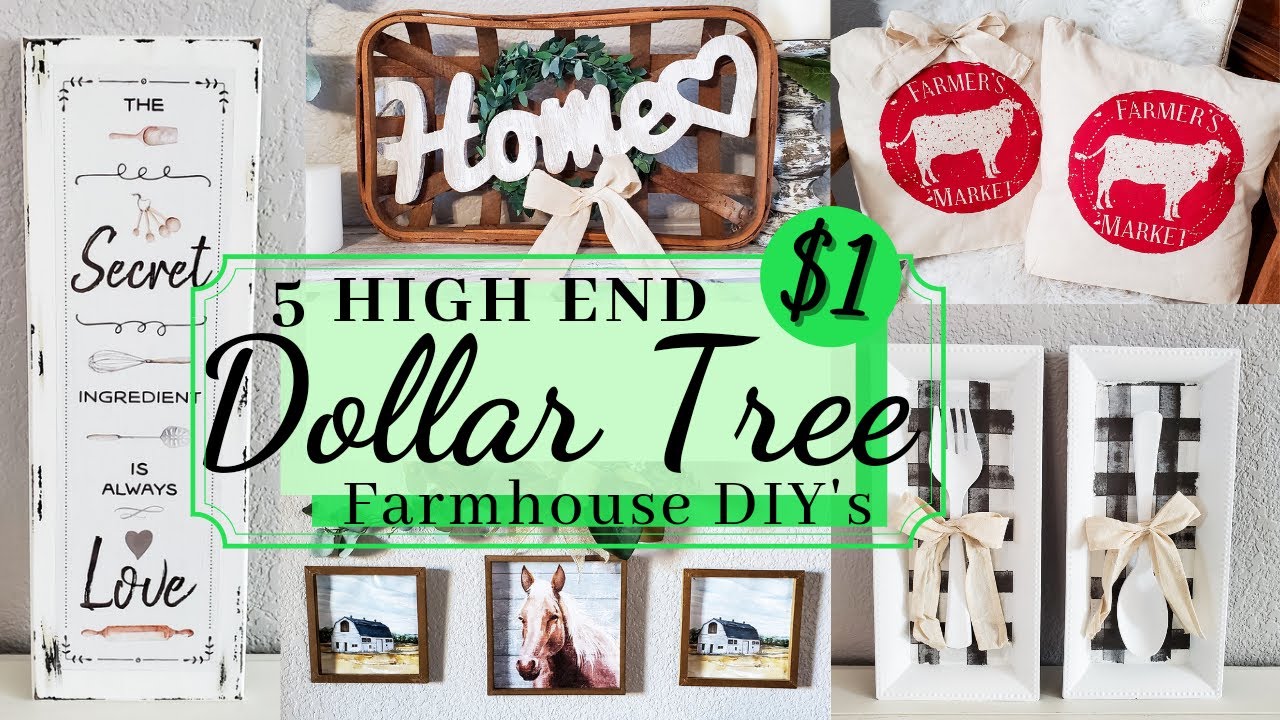 5 High End Dollar Tree Farmhouse DIYs | Dollar Tree DIYs | High End Home Decor on a Budget | Farmhou