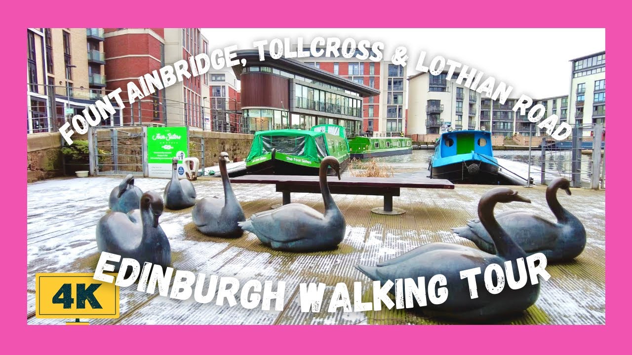 Fountainbridge, Tollcross and Lothian Road Walking tour | Edinburgh | Scotland | Binaural | ASMR 4K