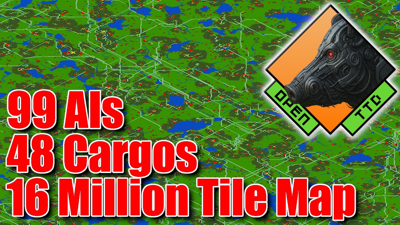 Smartest AI x99 - Biggest Map - 48 Cargoes - OpenTTD AI Battles