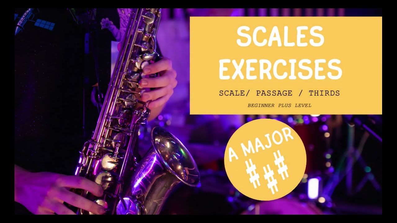 Scales Exercises for Alto Saxophone - A Major with backing track (Beginnig Plus) / Gama A-dur