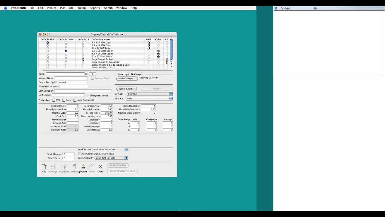 PrintSmith Copier Definitions