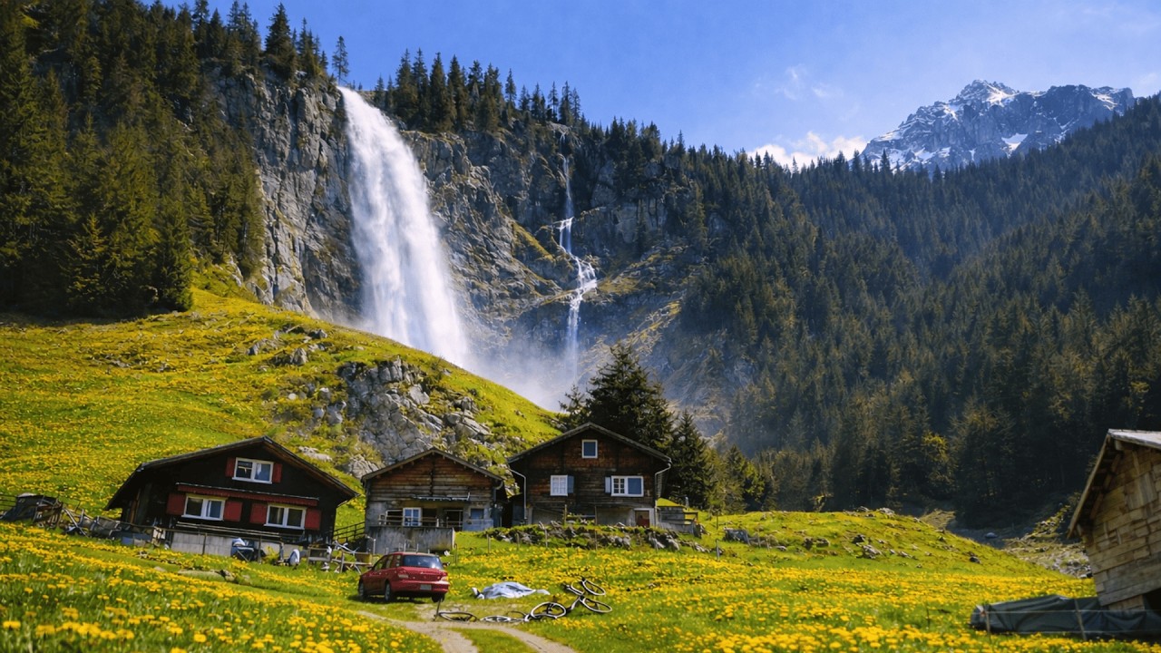The Most Beautiful Spring Waterfall in Switzerland 🇨🇭 | St&auml;ubifall & Lauterbrunnen Valley