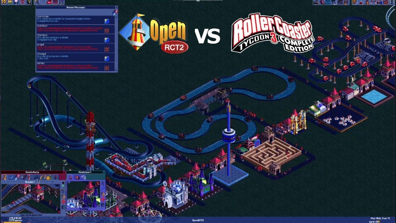 OpenRCT 2 vs Rollercoaster Tycoon 3