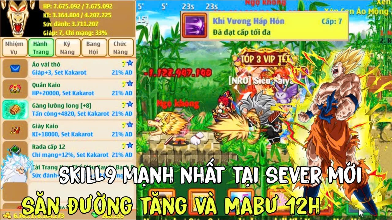 Hồi Sinh Ngọc Rồng - Saiyan Kkr Tóp 1 Skill9 VIP Nhất Tại Sever Mới...Săn Boss Đường Tăng Và Mabư