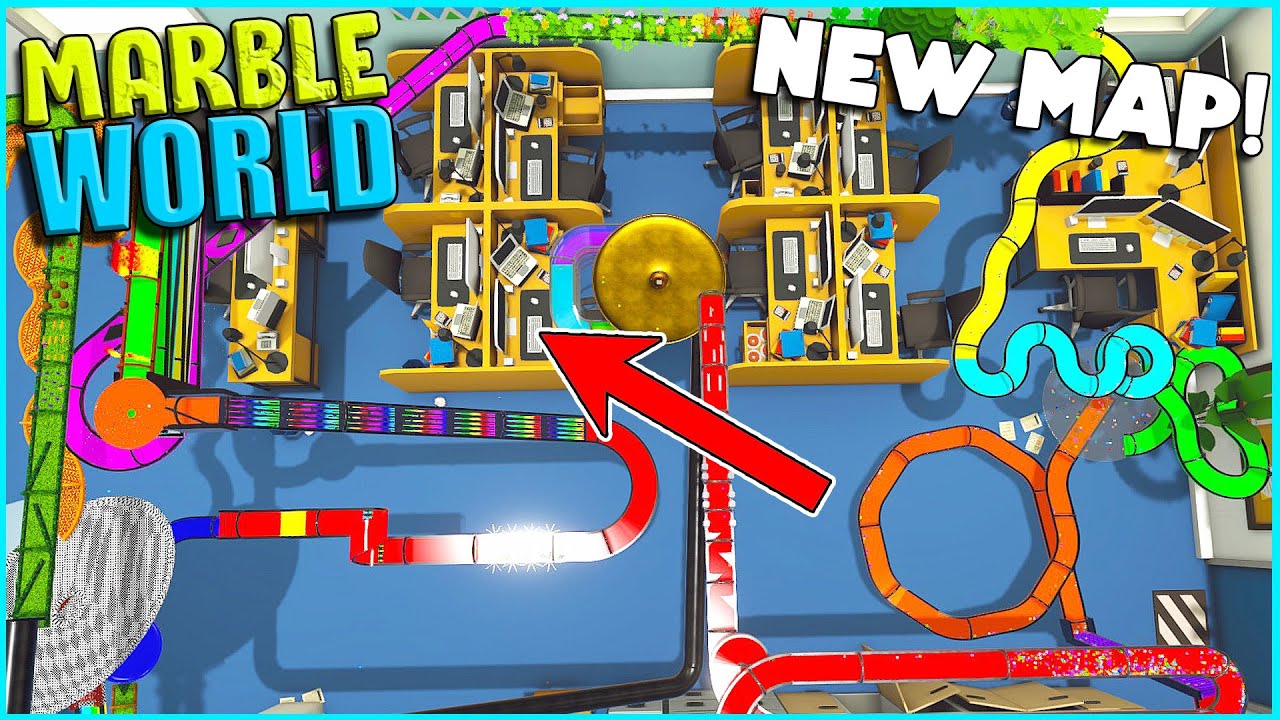 OFFICE MADNESS Racing HUNDREDS Of Marbles Down A CRAZY Track NEW MAP UPDATE - Marble World Gameplay