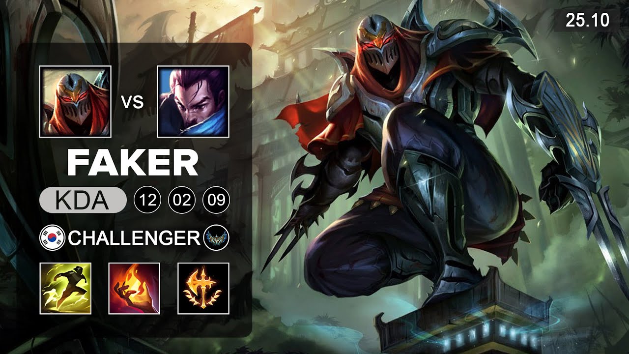 Faker Zed vs Yasuo Mid - KR Challenger - Patch 25.10 Season 15