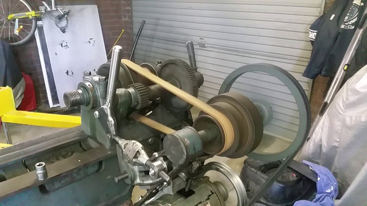 DIY vintage lathe belt drive and tensioning system