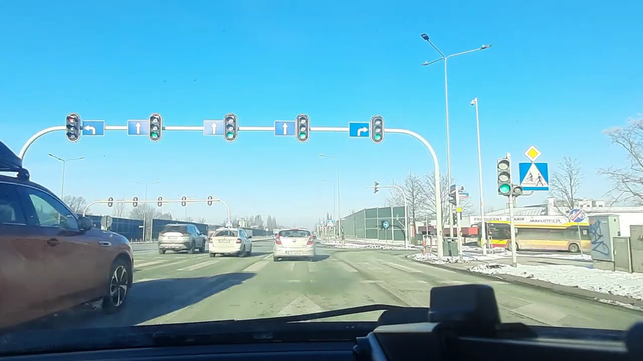 Poland - Driving - A ride from Rzgów to Śródmieście (Łódź) (No Music, No Talking), January 2026