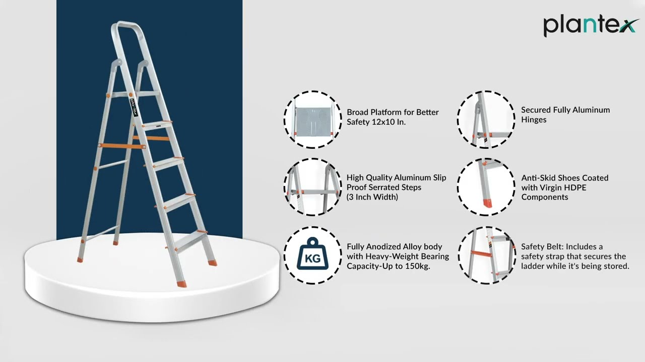 Plantex Legend Step Aluminium Ladder for Home Anti-Skid Steps/Capacity Upto 150 kg