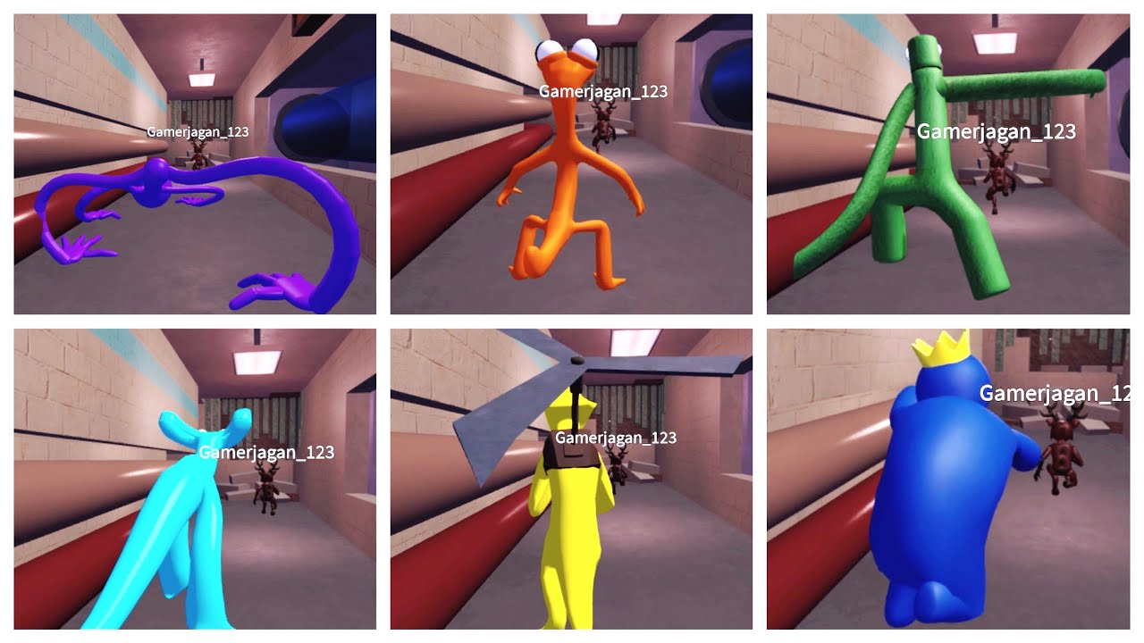 Orange Green Blue Sky Blue purple Yellow in rainbow friends chapter 2 roleplay ( Roblox ) 