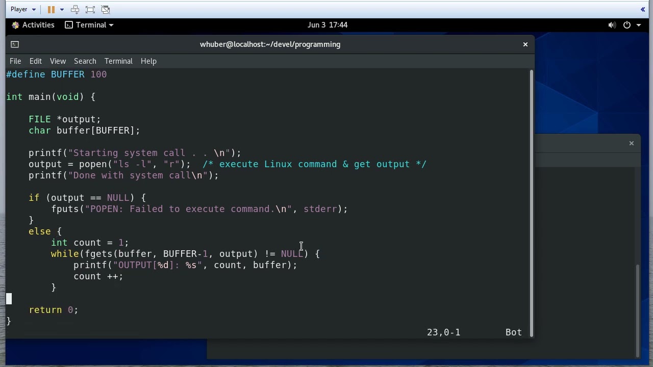 Executing a Shell Command in C Using popen()