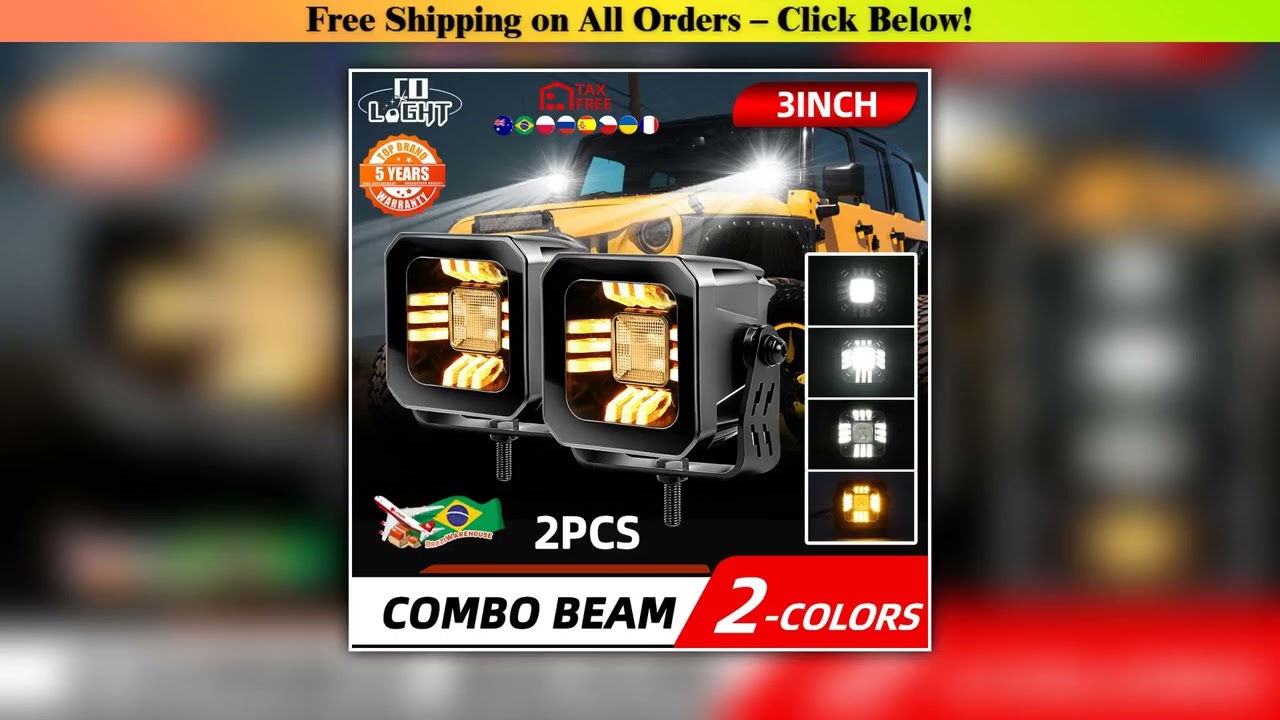 CO LIGHT New 3 inch Led Work Lights White Yellow DRL 4x4 Led Light Bar Spot Flood 50000LM for