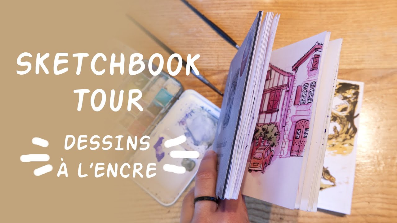Sketchbook tour : dessins à la plume, test d'un carnet bristol.
