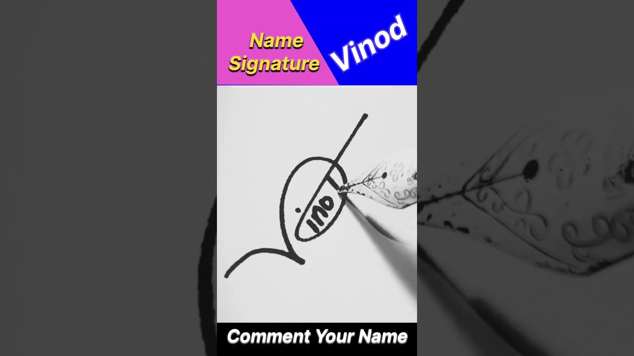 Vinod Name Signature Video || Letter V Signature Sample || #ytshorts #shortsfeed
