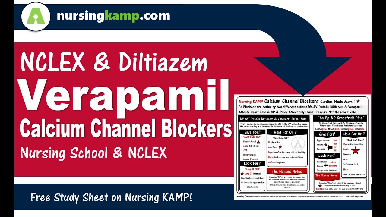 What is the Diltiazem  verapamil Cardiac Meds Calcium Channel Blocker Nursing KAMP NCLEX 2019