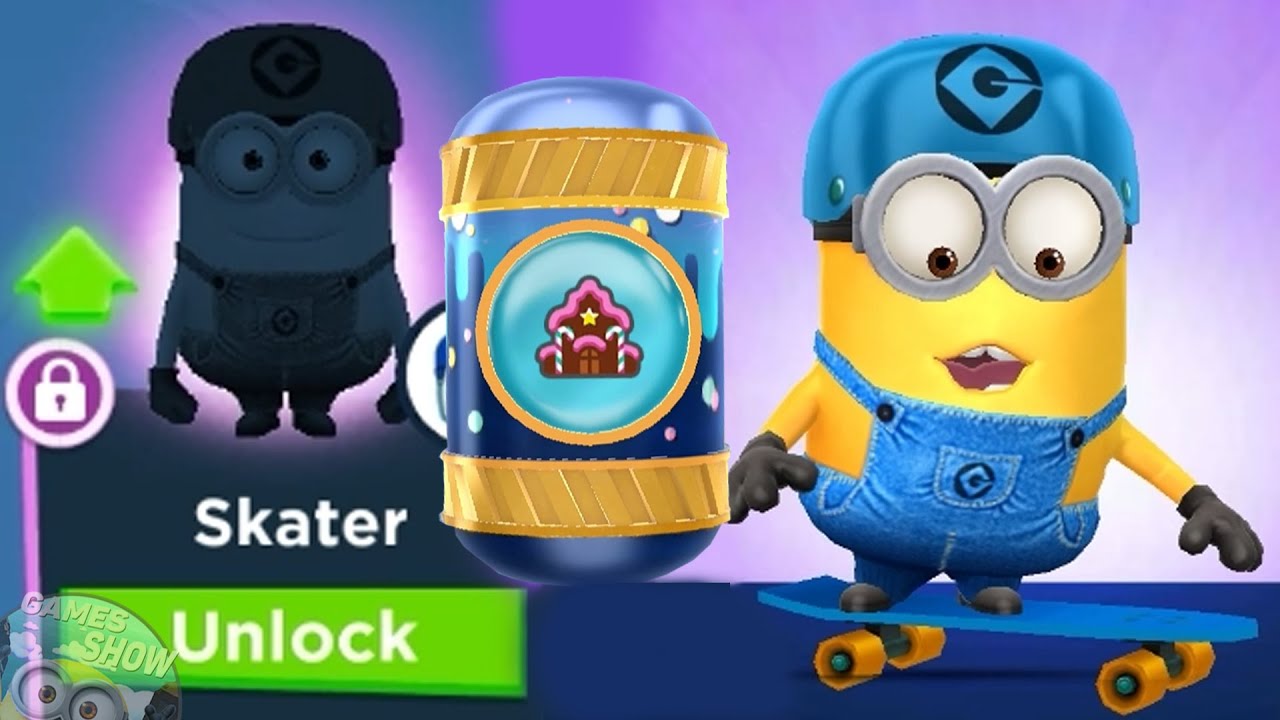 Rare New Costume Skater Unlock Prize Pod Opening Minion Rush Fullscreen gameplay walkthrough
