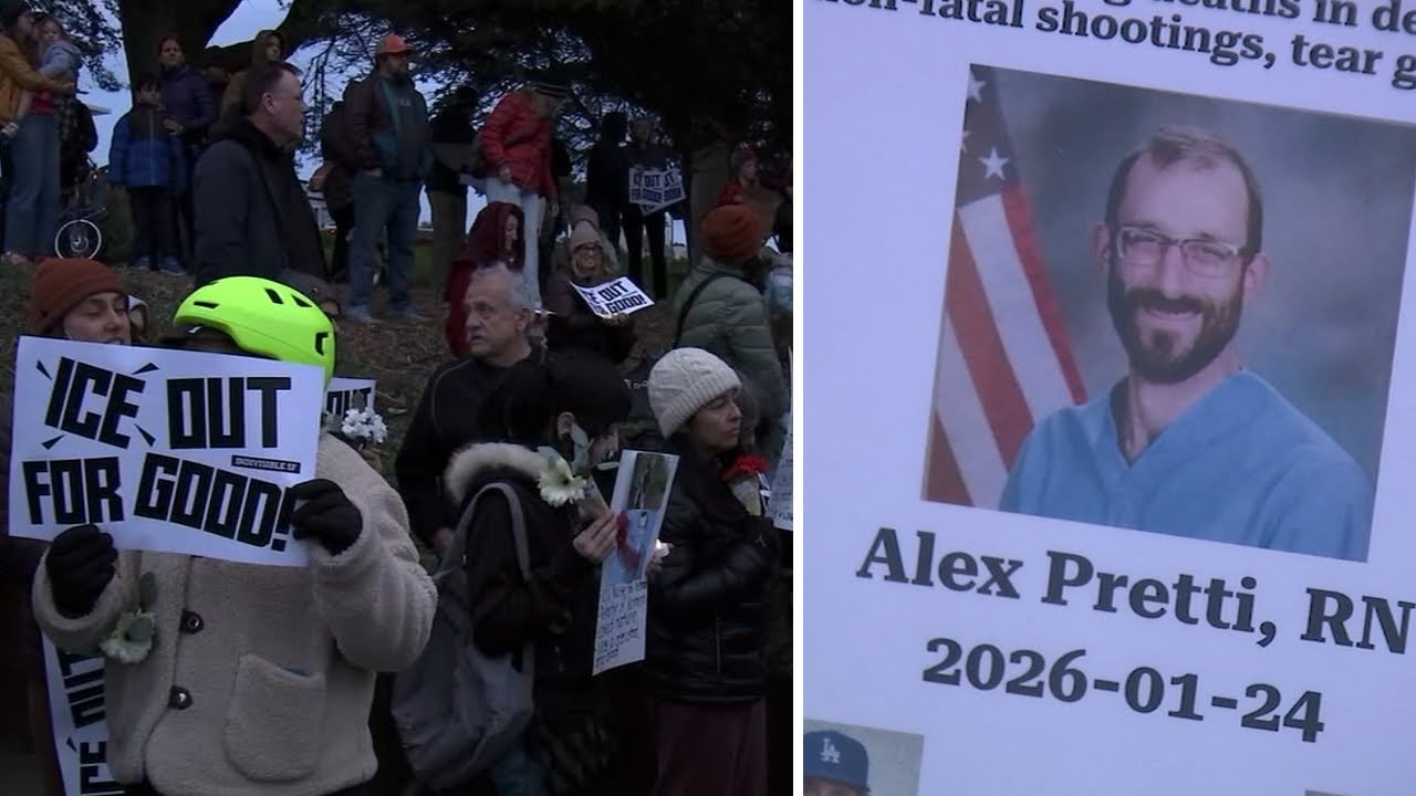 Bay Area demonstrators honor Veterans Affairs ICU nurse Alex Pretti, other victims of ICE