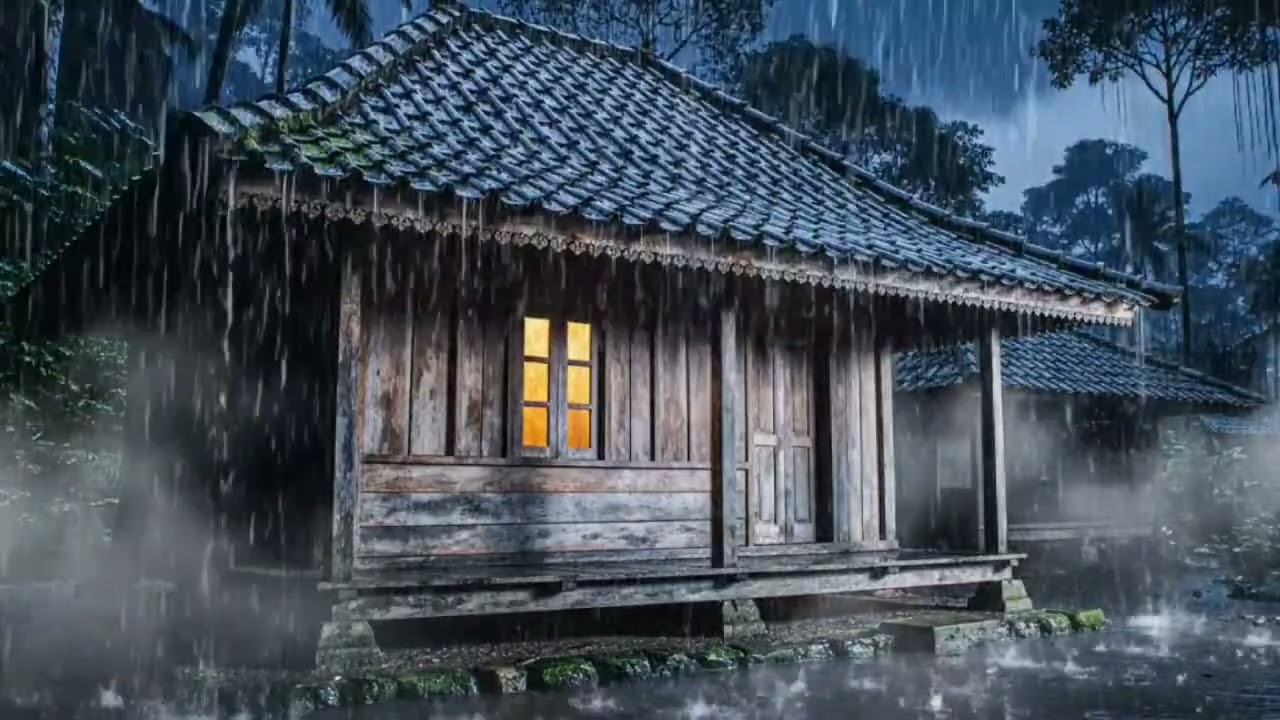 Rainy Night at an Old Forest Cabin 🌧️🏡 | Relaxing Rain Sounds for Sleep & Stress Relief