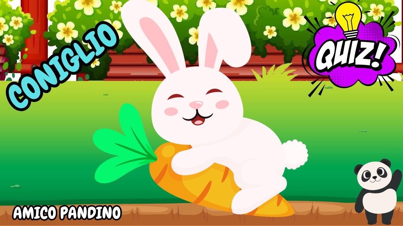 Animali per bambini - IL CONIGLIO - Impara gli animali con Pandino - quiz animali - MAMMIFERI