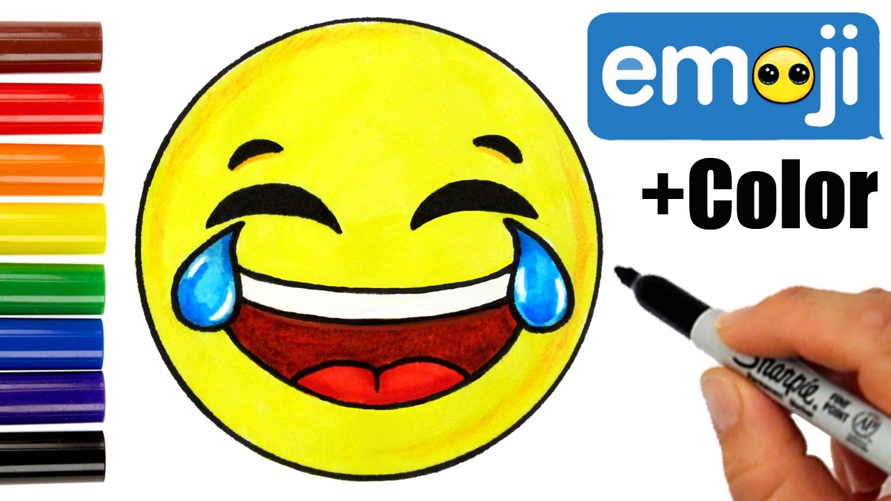 How to Draw Laughing Tears of Joy Emoji Easy