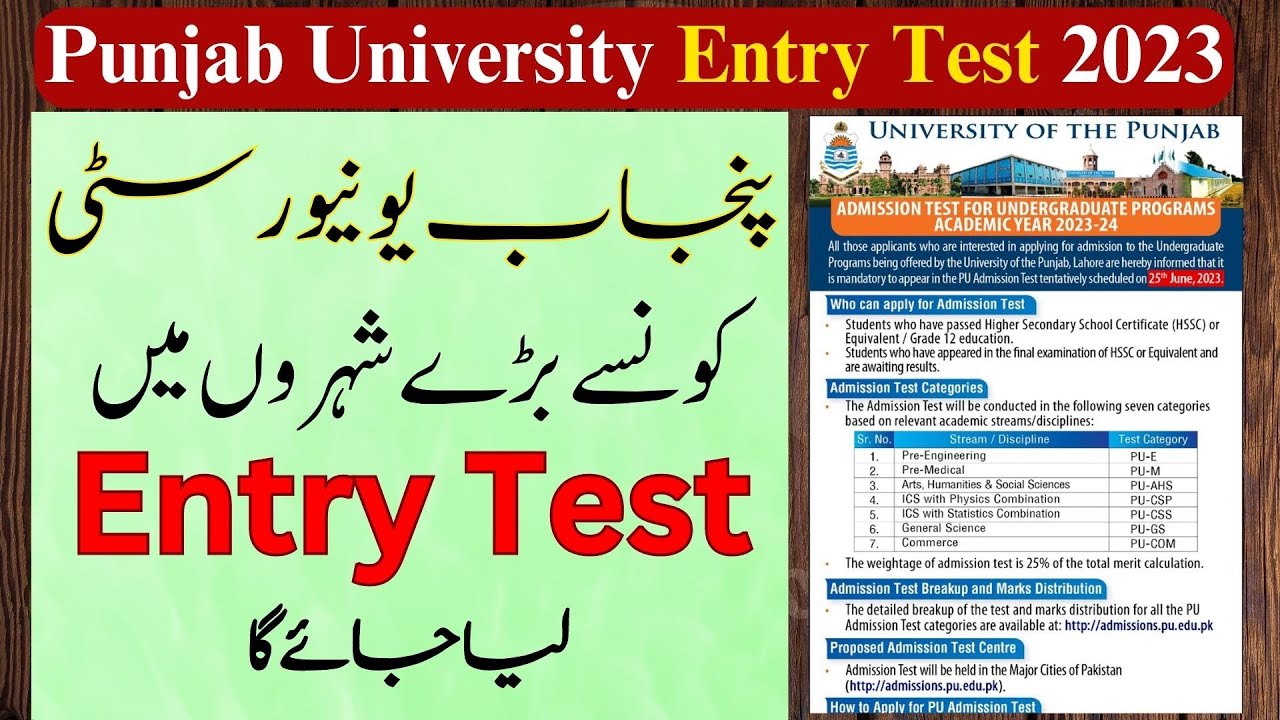 PU Entry Test 2023 | Major Cities for PU Entry Test 2023